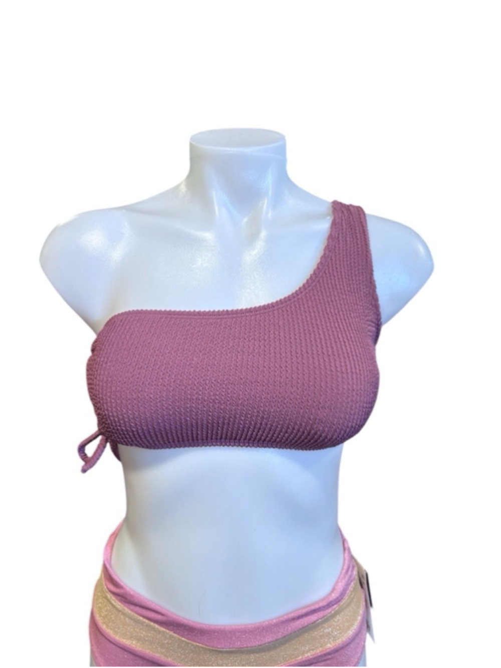 Women's Salt & Cove Bikini Top Size M Mauve Pink One-Shoulder